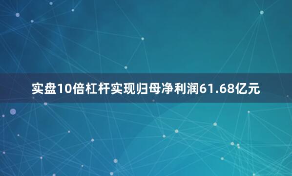 实盘10倍杠杆实现归母净利润61.68亿元